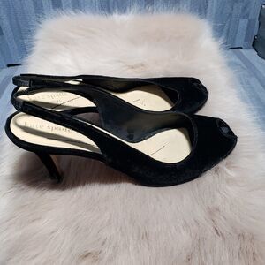 Kate Spade Open Toe Elastic Slk Black Velvet shoes